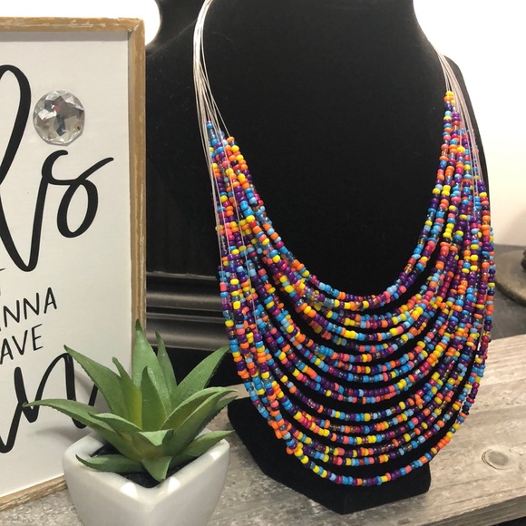 Mixit Jewelry - NWT!  JCPenney Mixit Color Beaded Bib Necklace In Rainbow Colors!